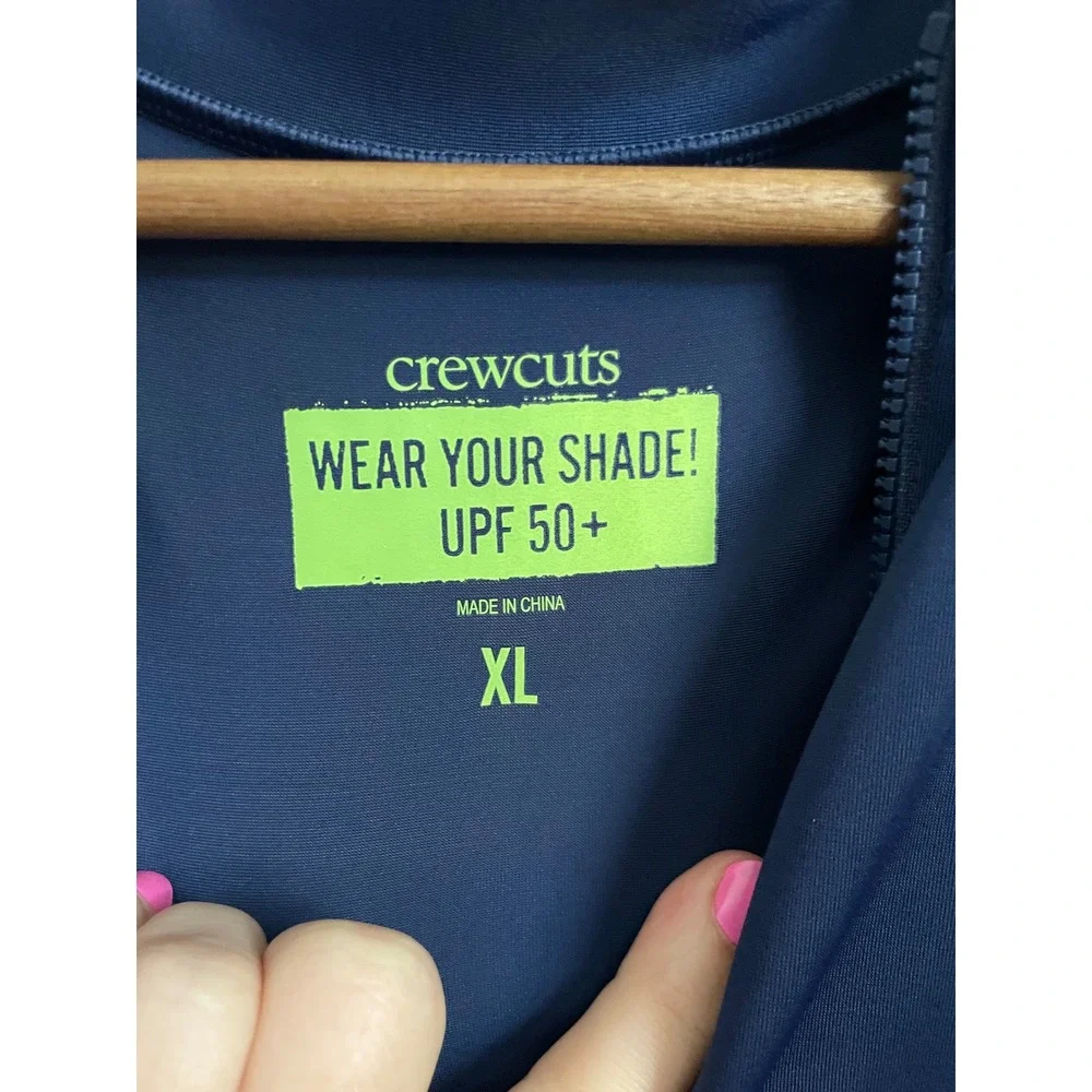 J.Crew Navy Rashguard Long-Sleeve Half-Zip UPF 50+ Boys Size XL, New
